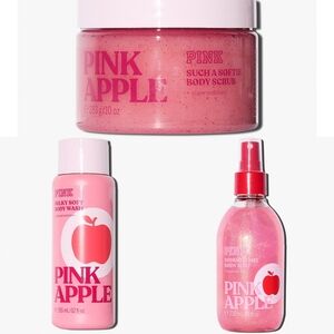 PINK Victoria's Secret Pink Apple 3pc Body Wash, Body Scrub & Shimmer Mist NEW